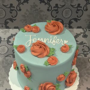 Teal Flower Cake