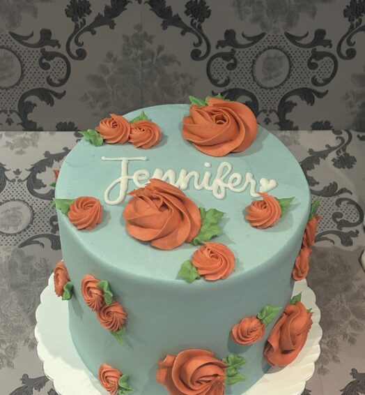 Teal Flower Cake