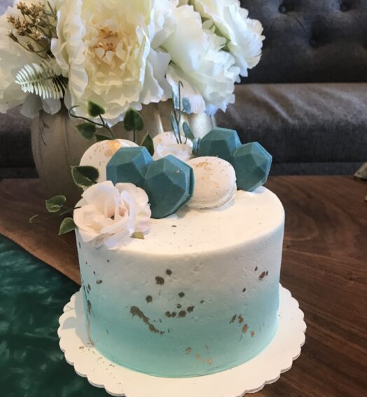 Teal Hearts Cake