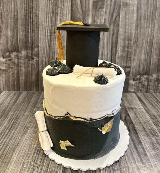 Graduation Black & Gold Cake